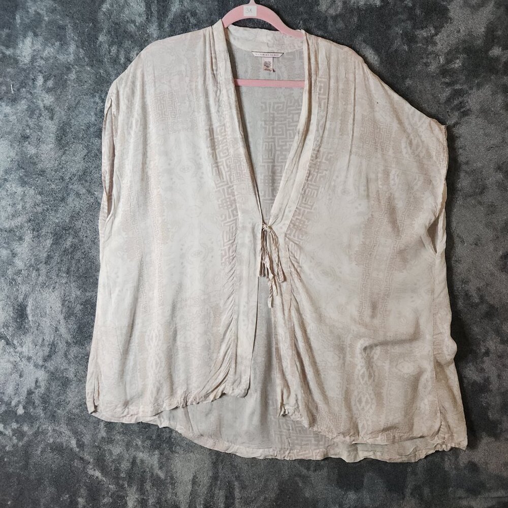 Victoria’s Secret Deep Plunge Aztec Print Coverup One Size Front Tie Pink Beach - Picture 2 of 9